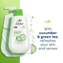 Dove Refreshing Long Lasting Gentle Body Wash, Cucumber and Green Tea, 30.6 fl oz