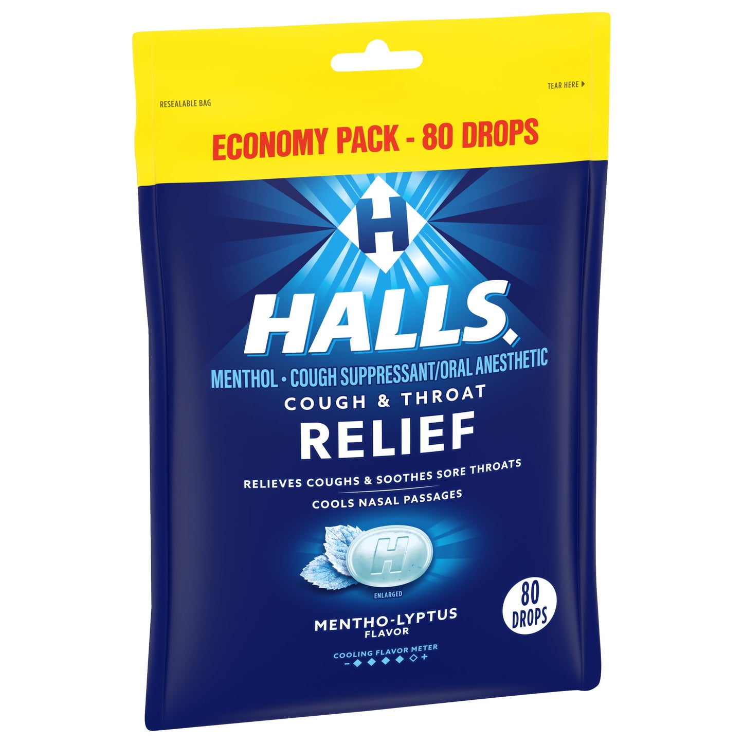 HALLS Relief Mentho-Lyptus Cough Drops, Economy Pack, 80 Drops