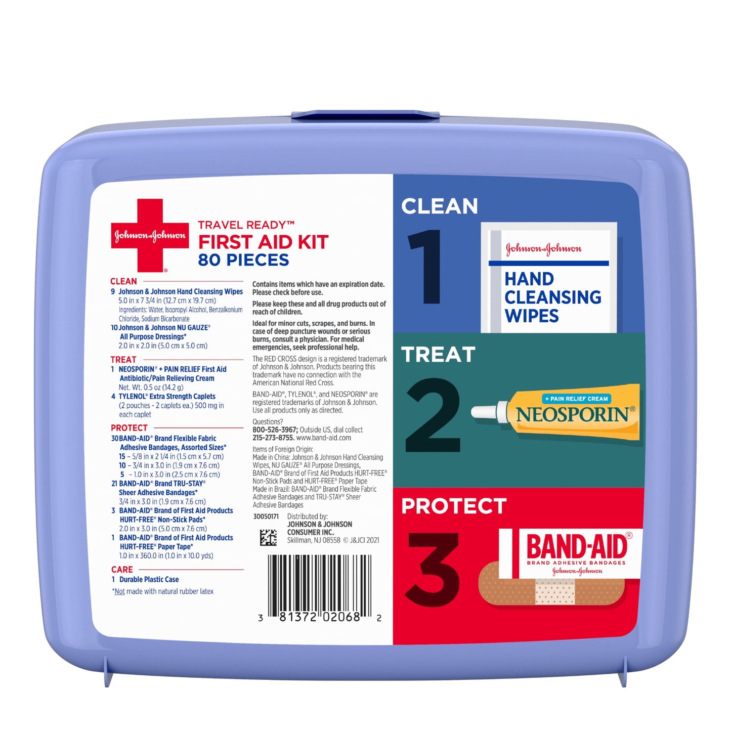 Johnson & Johnson Travel Ready Portable Emergency First Aid Kit, 80 pc