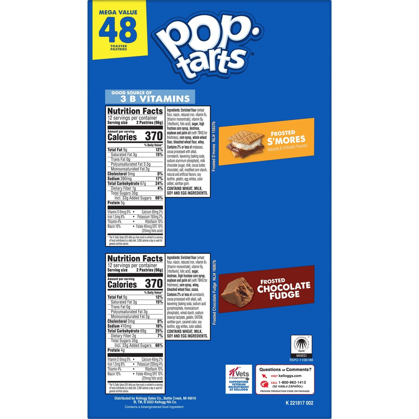 Pop-Tarts Variety Pack Instant Breakfast Toaster Pastries, Shelf-Stable, Ready-to-Eat, 81.2 oz, 48 Count Box