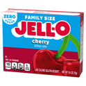 Jell-O Cherry Artificially Flavored Zero Sugar Low Calorie Gelatin Dessert Mix, Family Size, 0.6 oz Box