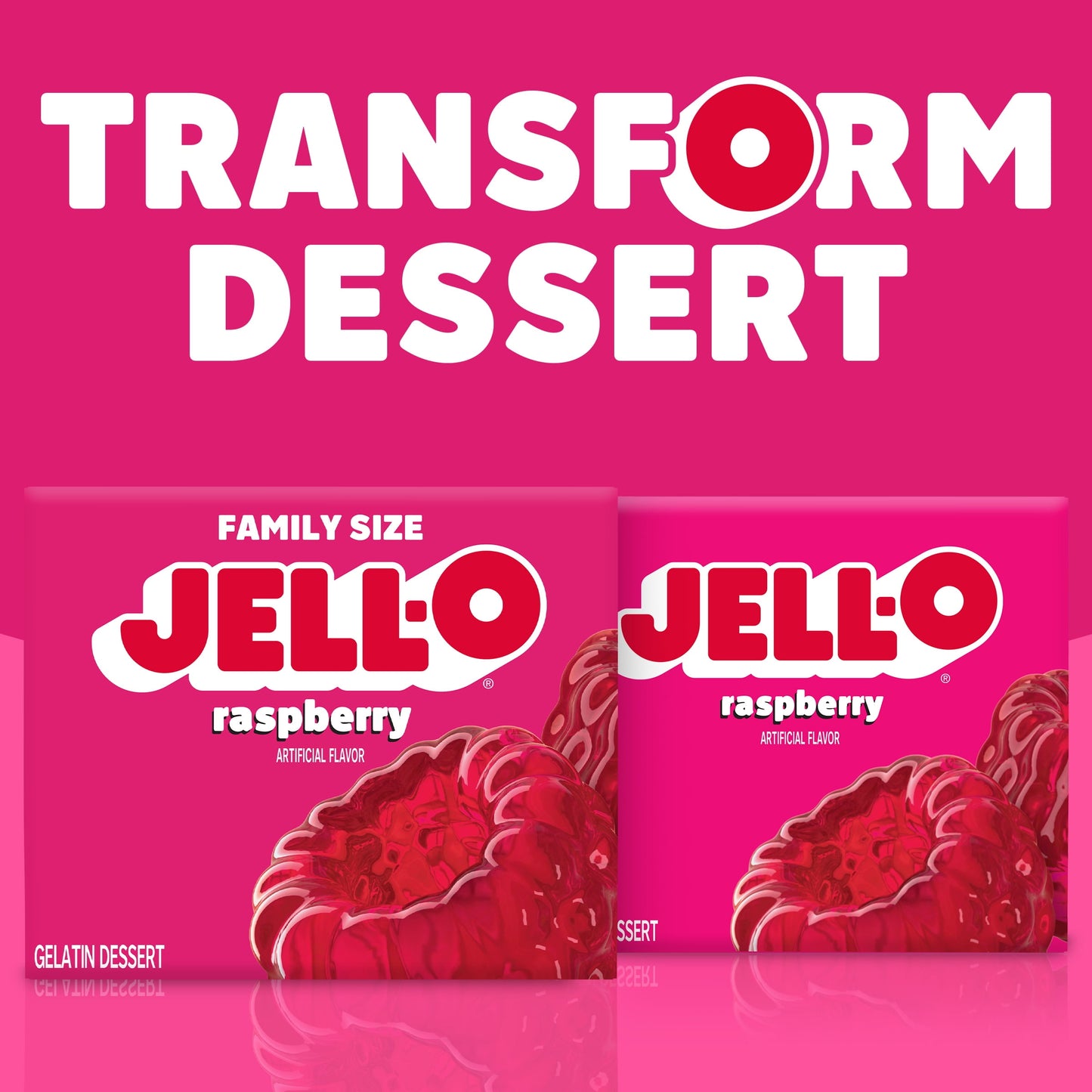 Jell-O Raspberry Artificially Flavored Gelatin Dessert Mix, Family Size, 6 oz Box