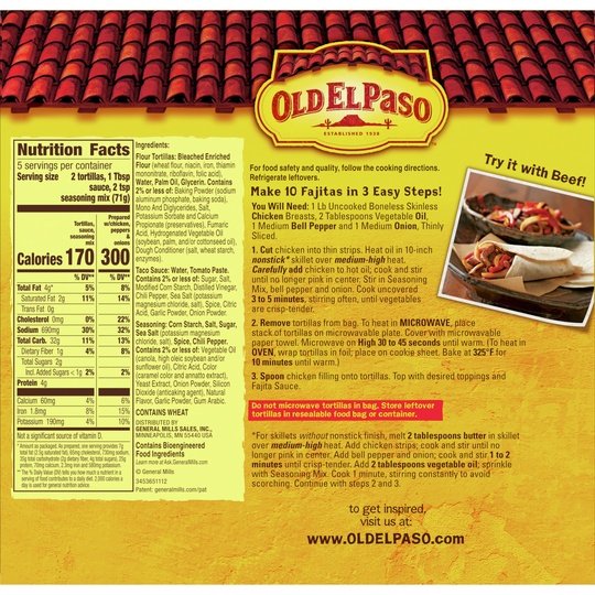 Old El Paso Fajita Dinner Kit With Flour Tortillas, Mild Fajita Sauce & Seasoning Mix, 12.5 oz.