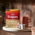 Folgers French Vanilla Artificially Flavored Coffee, Mild Roast, Keurig K-Cup Pods, 24 Count Box