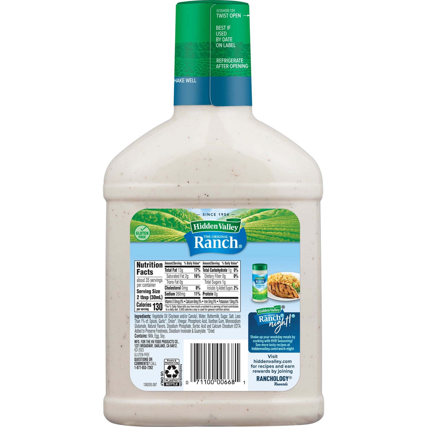 Hidden Valley Gluten Free Keto-Friendly Original Ranch Salad Dressing and Topping, 36 fl oz