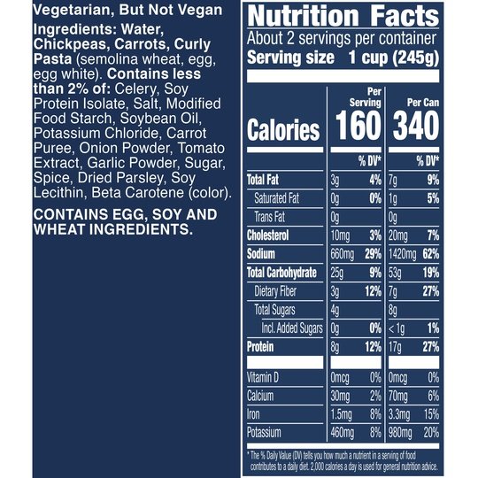 Progresso Chickpea & Noodle Protein Soup, Vegetarian, 18.5 oz.