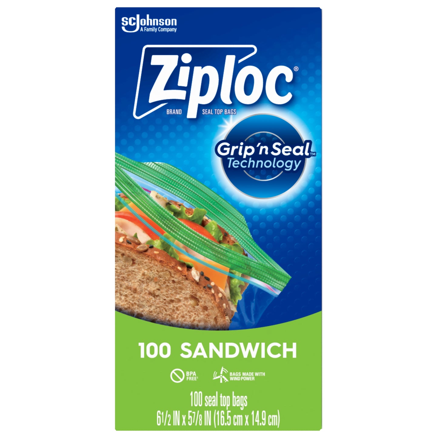 Ziploc® Brand Sandwich Bags with Grip 'n Seal Technology, 100 Count