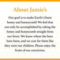 Jamies Hive to Table 100% Raw Honey & Comb, Premium, Pure Honey, 24 oz