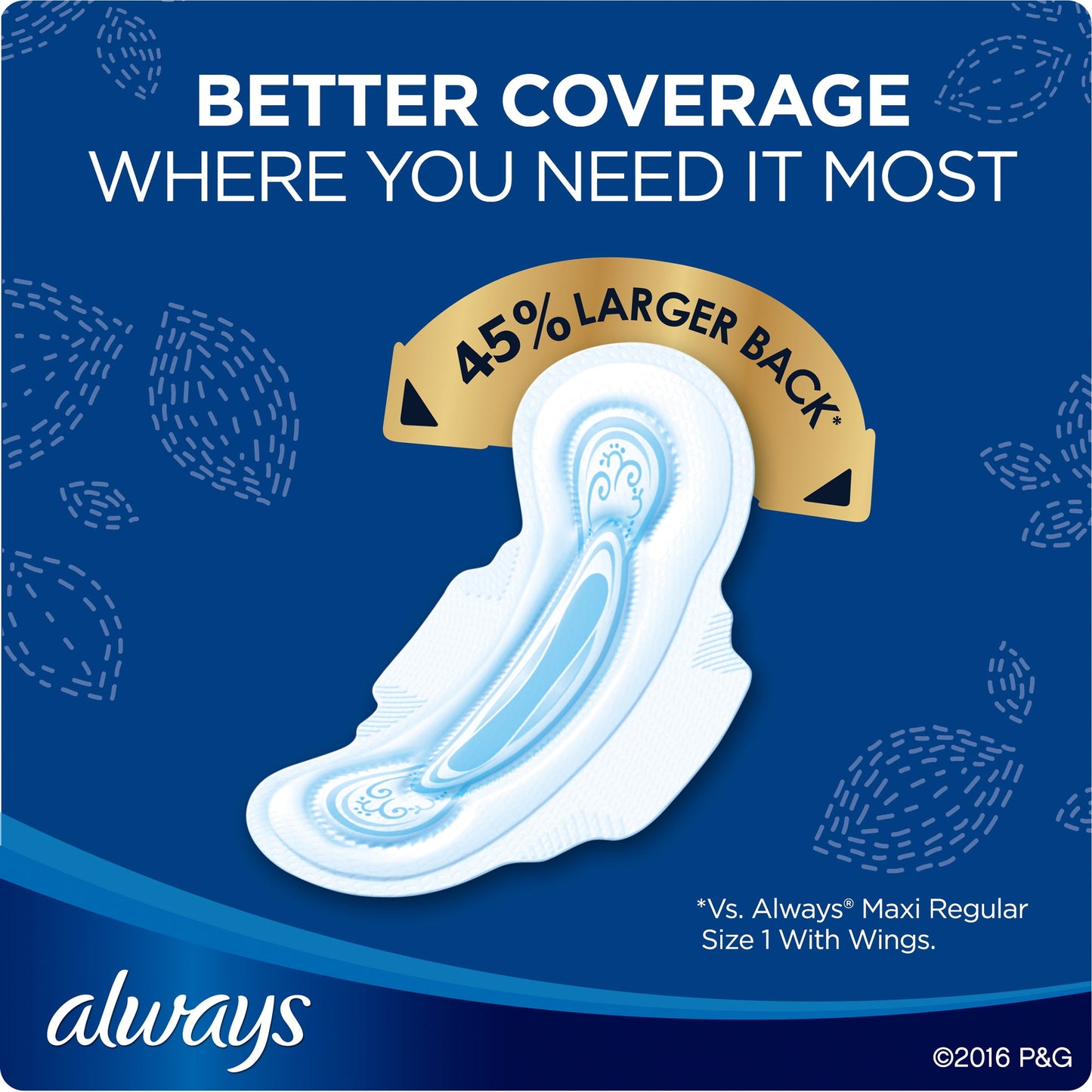 Always Maxi Size 4 Overnight Pads with Wings, Unscented, 36 Count