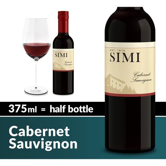 SIMI California Cabernet Sauvignon Red Wine, 375 ml Half Bottle, 13.5% ABV