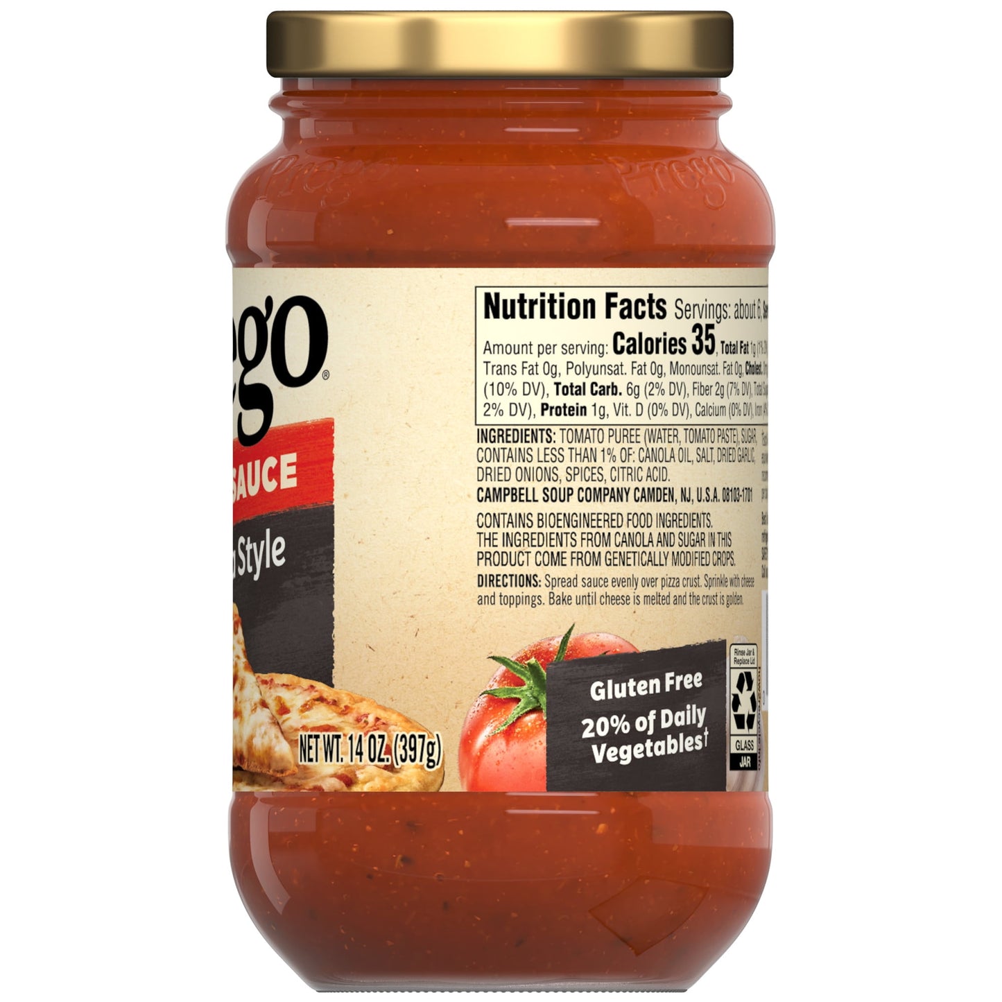 Prego Pizzeria Style Pizza Sauce, 14 oz Jar