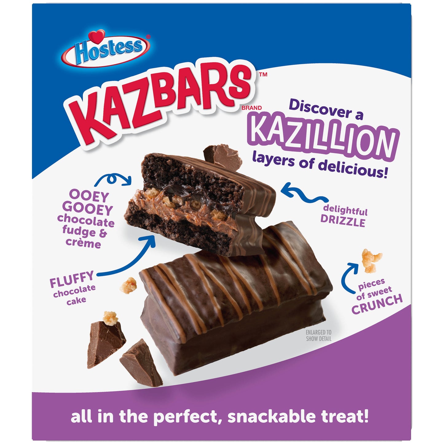 HOSTESS Triple Chocolate KAZBARS Creamy and Crunchy Layer Bar, Individually Wrapped - 10 oz, 8 Count