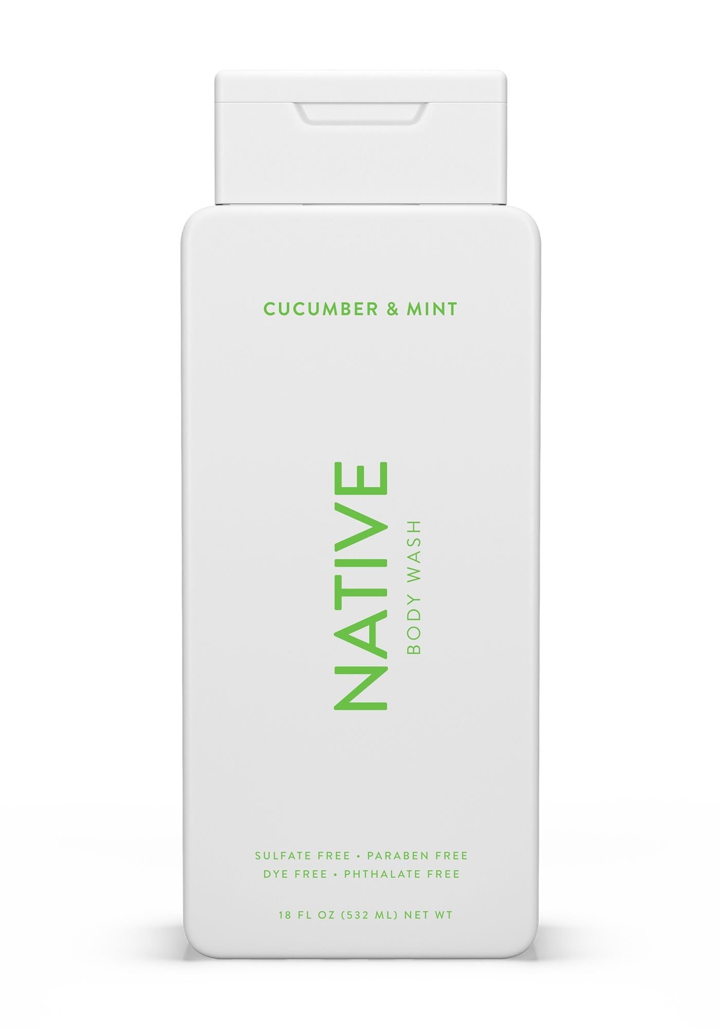 Native Natural Body Wash, Cucumber & Mint, Sulfate Free, Paraben Free, 18 oz