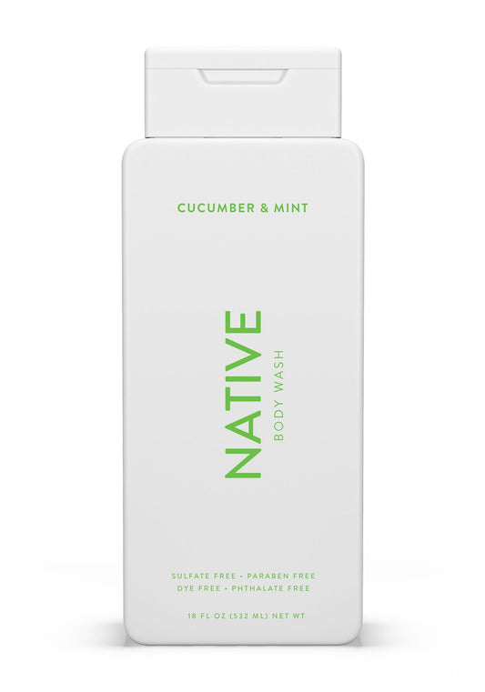 Native Natural Body Wash, Cucumber & Mint, Sulfate Free, Paraben Free, 18 oz