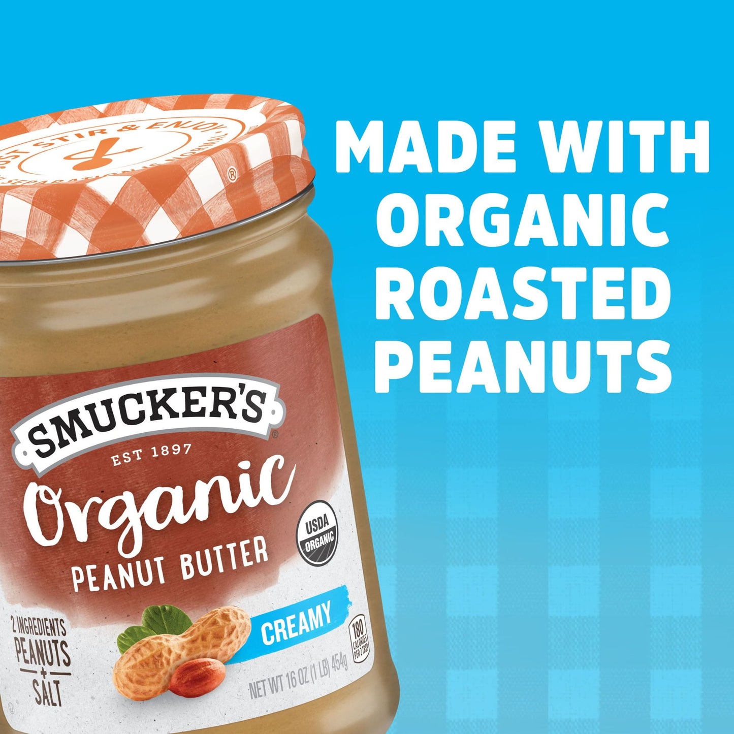 Smucker's Organic Natural Creamy Peanut Butter, 16 Ounces