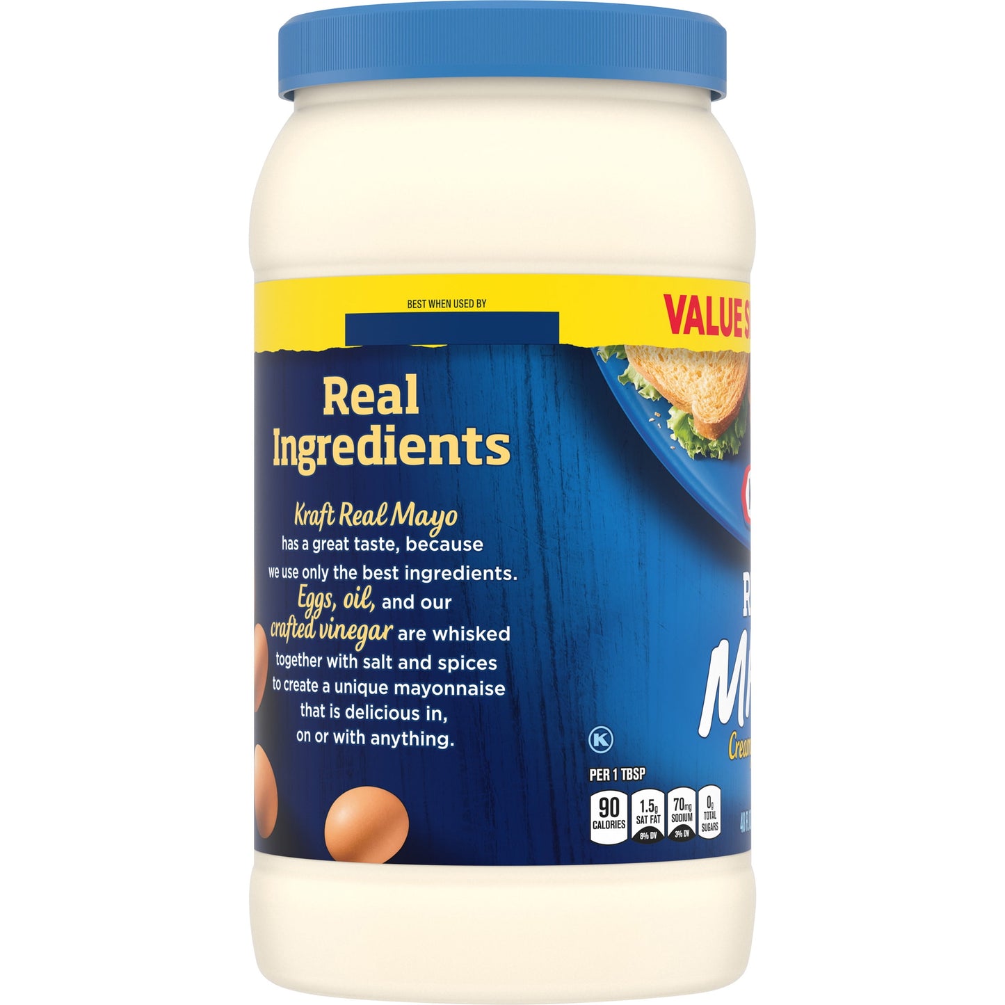 Kraft Real Mayo Creamy & Smooth Mayonnaise, 48 fl oz Jar