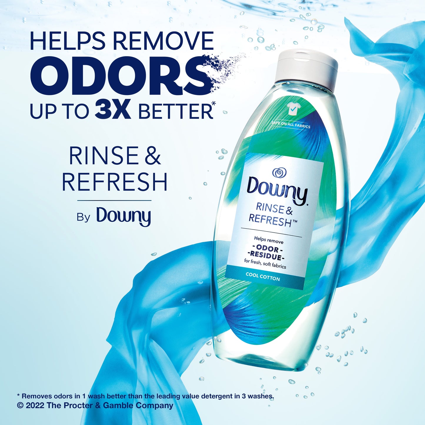 Downy Rinse & Refresh Liquid Laundry Odor Remover and Fabric Softener, Cool Cotton, 48.00 fl oz