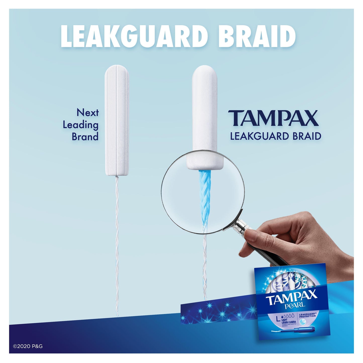 Tampax Pearl Tampons with LeakGuard Braid, Light Absorbency, 36 Ct