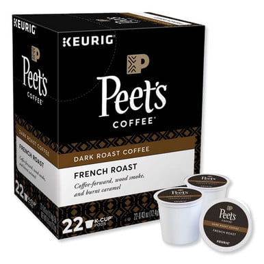 Peet's Coffee French Roast K-Cup Coffee Pods, Premium Dark Roast, 22 Count, Single Serve Capsules Compatible with Keurig