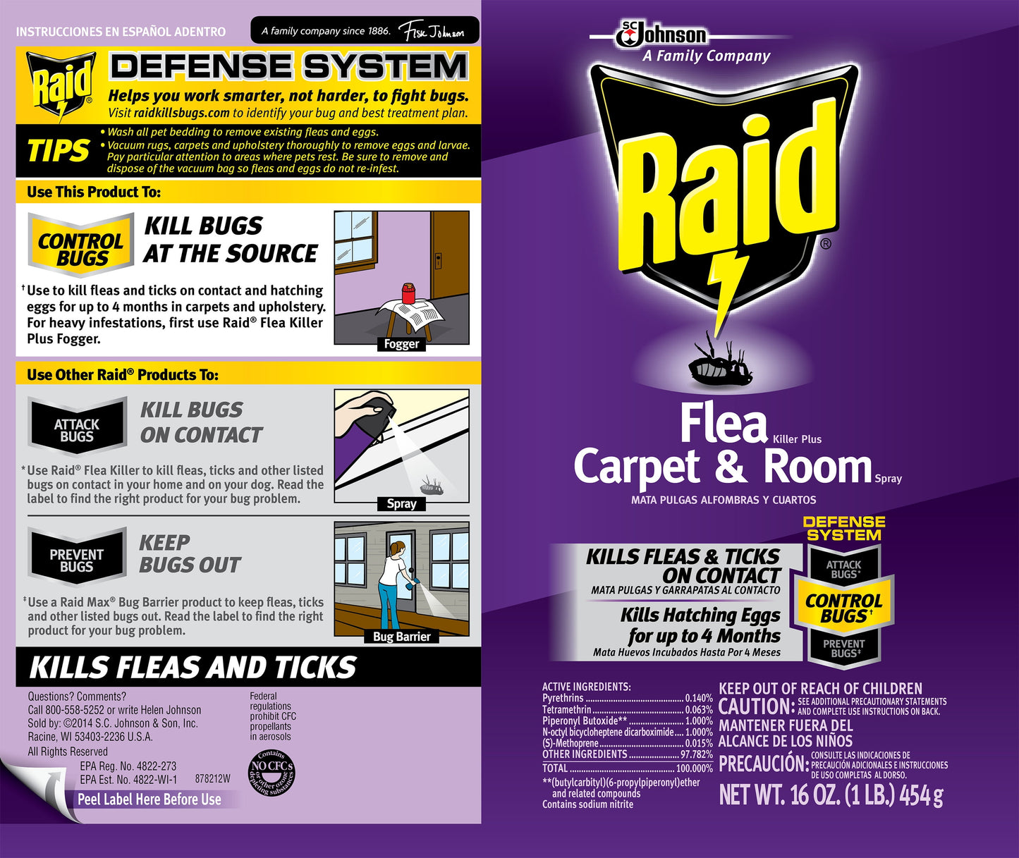 Raid Flea Killer Plus Carpet & Room Spray Kills Fleas & Flea Eggs for Up to 4 Weeks, 16 oz