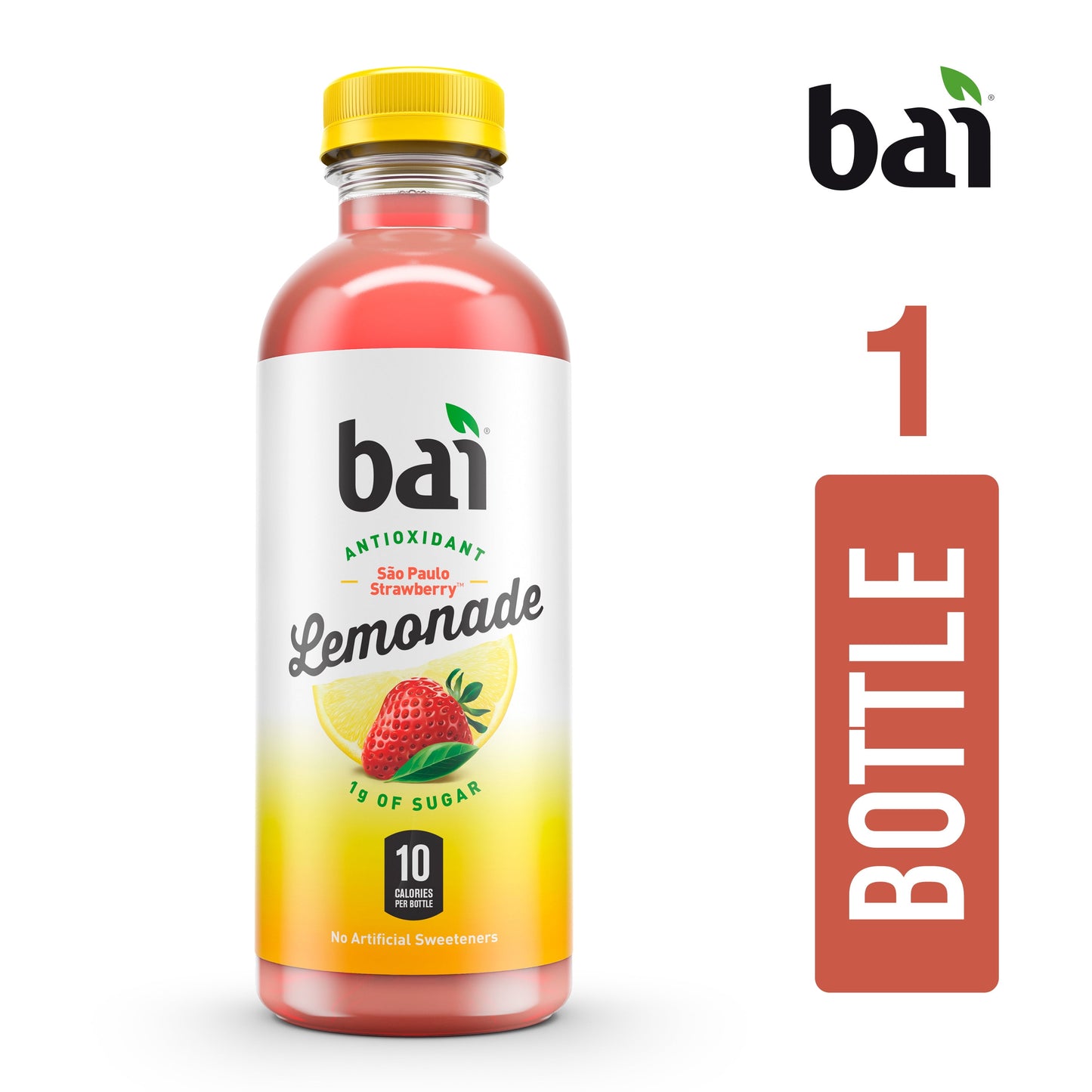 Bai Sao Paulo Strawberry Lemonade Antioxidant Infused Flavored Water, 18 fl oz, Bottle