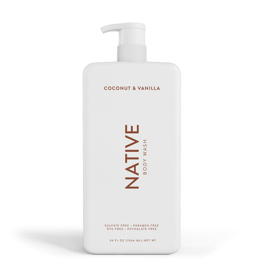 Native Natural Body Wash Pump, Coconut & Vanilla, Sulfate Free, Paraben Free, 36 oz