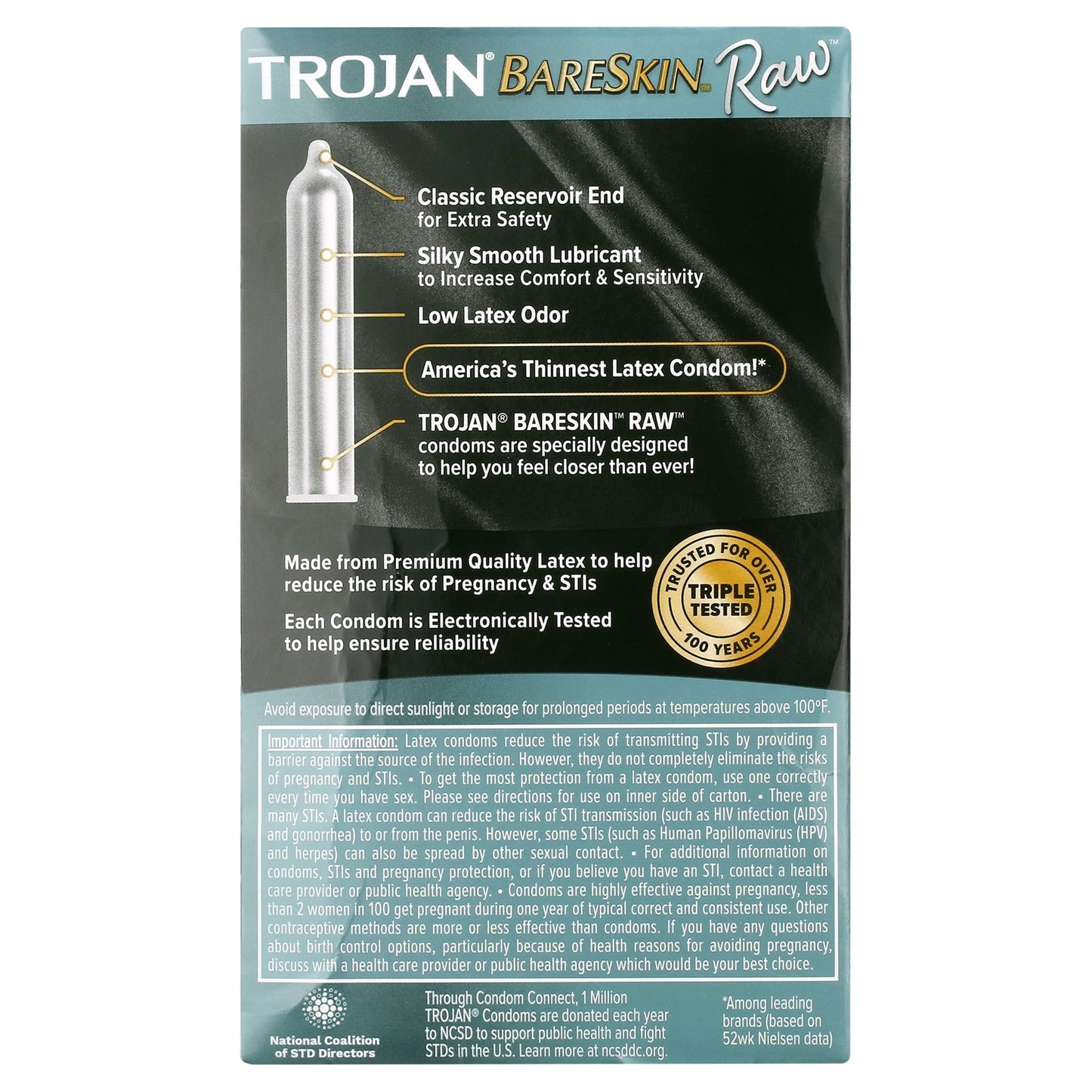 TROJAN BARESKIN Raw Condoms, Thin Condoms, 10 Count Lubricated Condoms