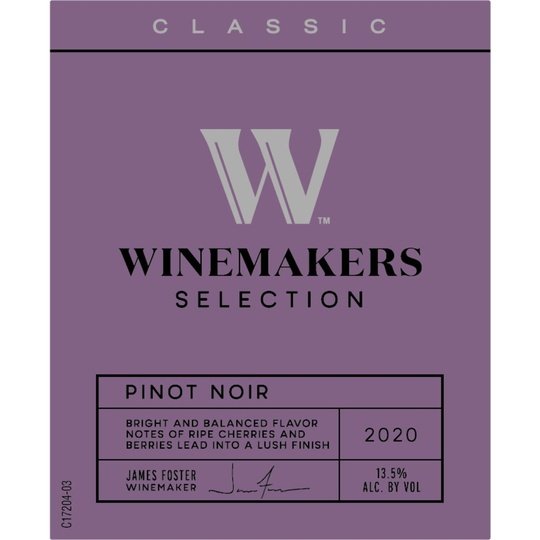 Winemakers Selection Classic Series Pinot Noir California Red Wine, 750 ml Glass, ABV 12.00%