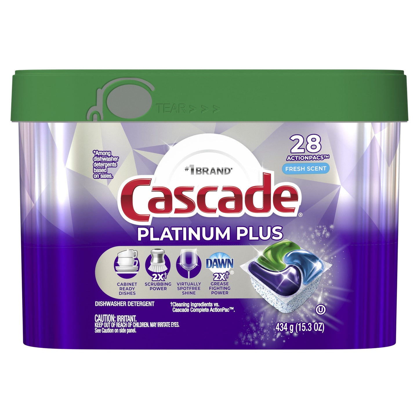 Cascade Platinum Plus Dishwasher Detergent Pacs, Fresh, 28 Count