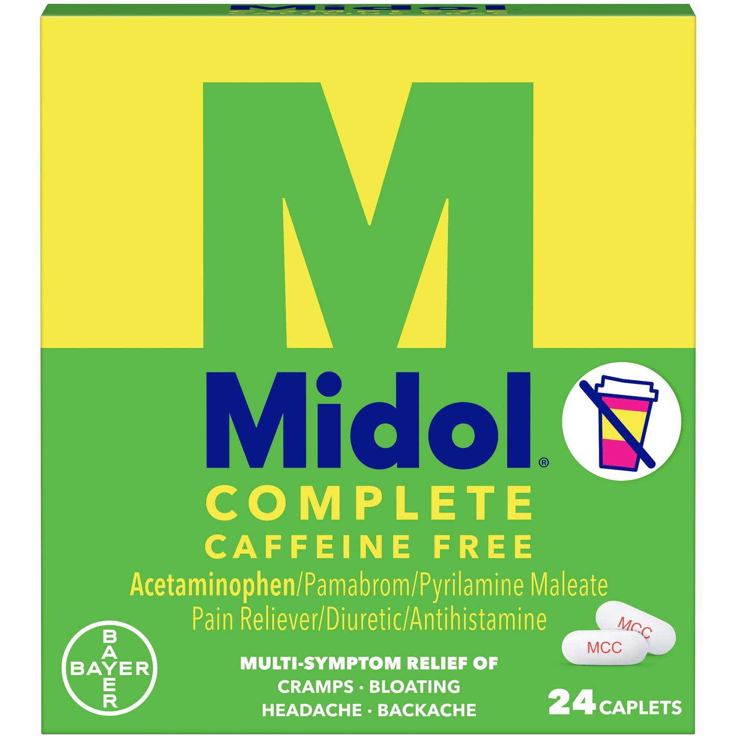 Midol Complete Caffeine Free Menstrual Pain Relief Caplets, 24 ct