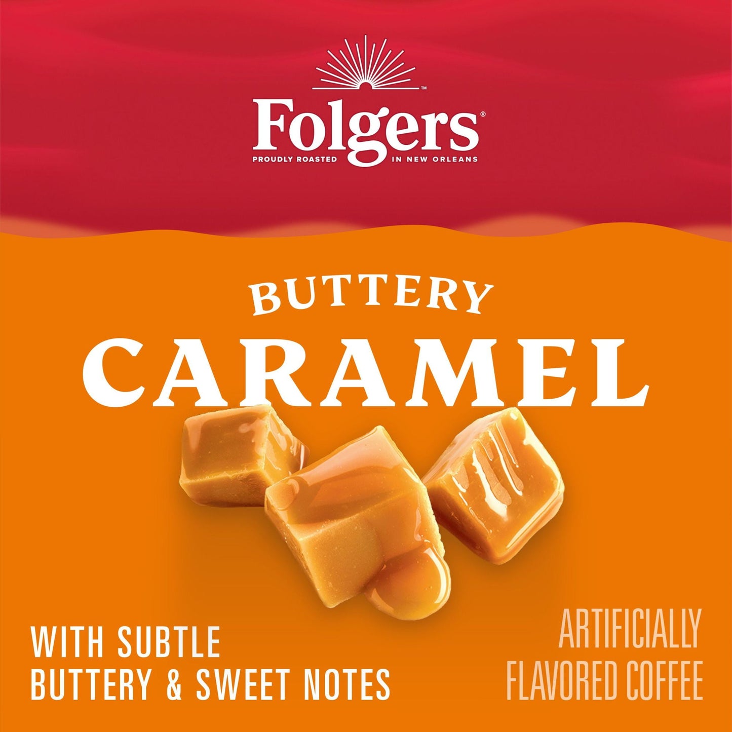 Folgers Buttery Caramel Artificially Flavored Coffee, Keurig K-Cup Pods, 24 Count Box