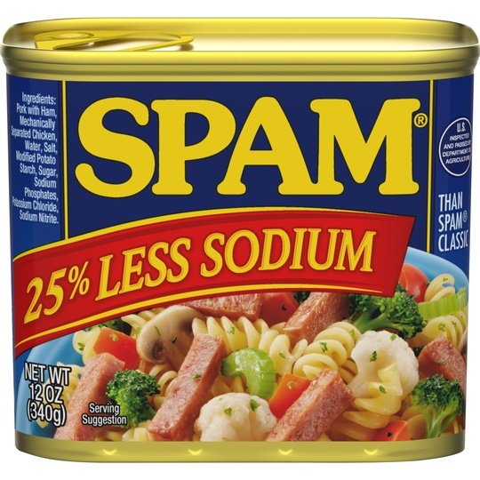 SPAM 25% Less Sodium, 7 g of protein, 12 oz.