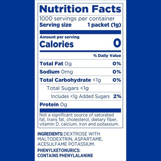 Equal Zero Calorie Sweetener Packets, Sugar Substitute, 250 Ct.