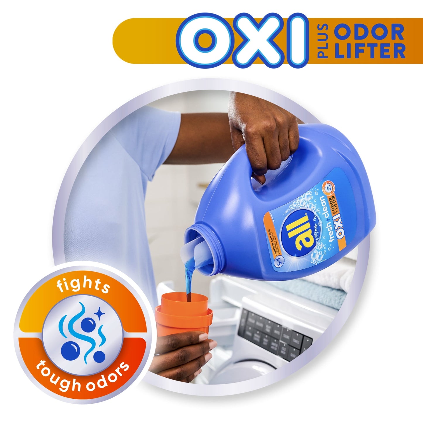 all Liquid Laundry Detergent, Fresh Clean Oxi plus Odor Lifter, 195 fl oz, 109 Loads