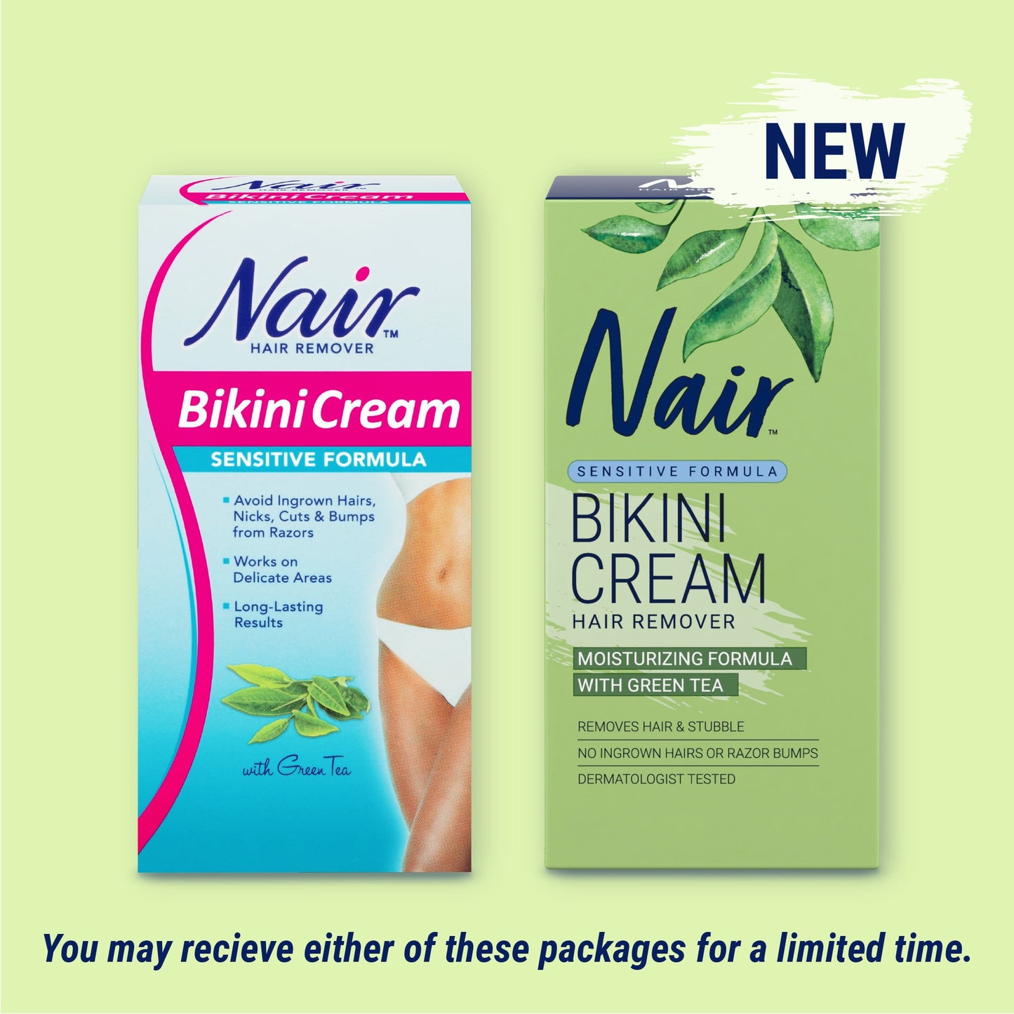 Nair Hair Remover Sensitive Formula Bikini Cream Hair Removal, 1.7 Oz Box