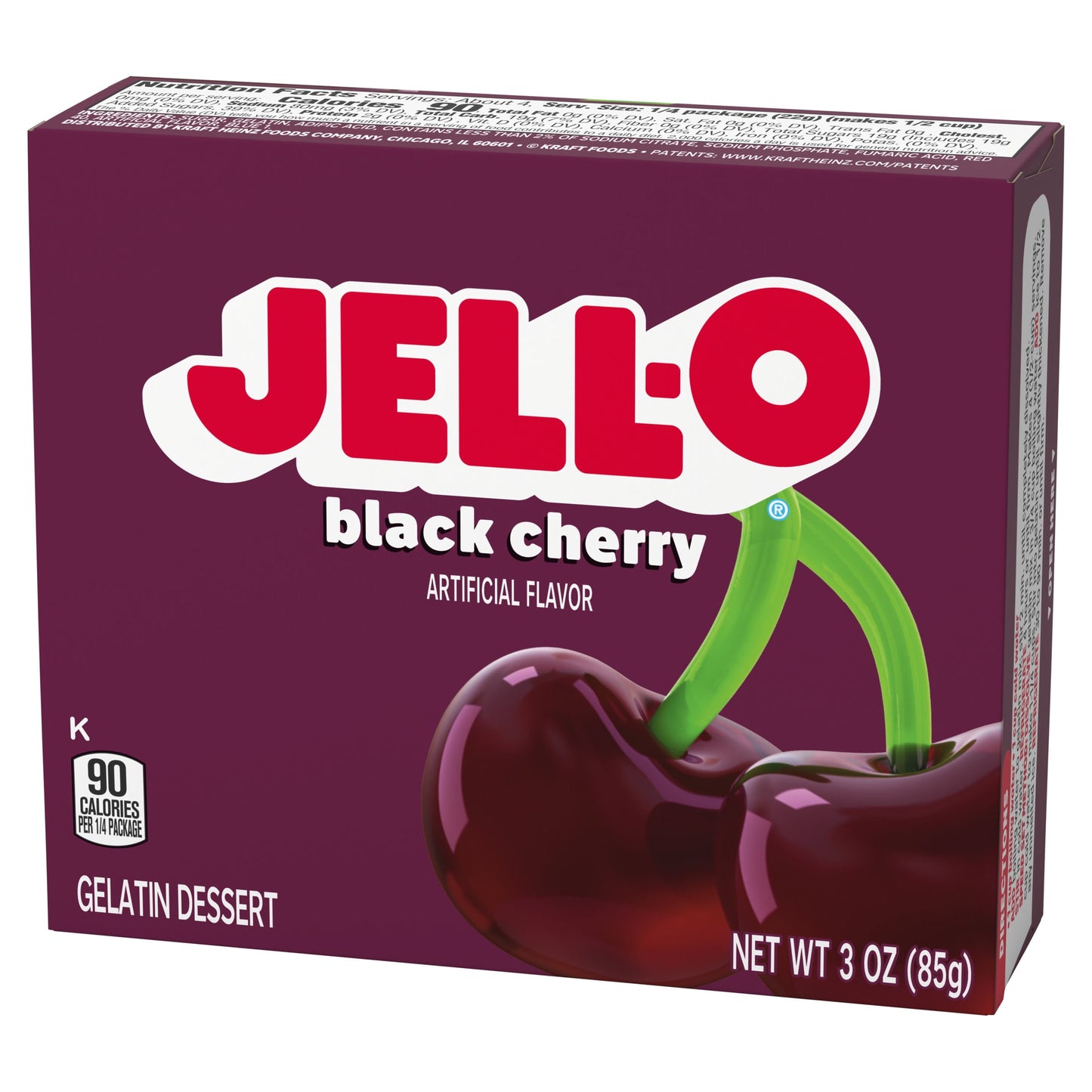 Jell-O Black Cherry Artificially Flavored Gelatin Dessert Mix, 3 oz Box