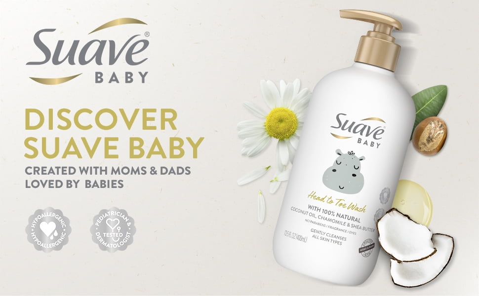 Suave Baby Head to Toe Body Wash with Coconut Oil, Chamomile & Shea Butter, 13.5 oz