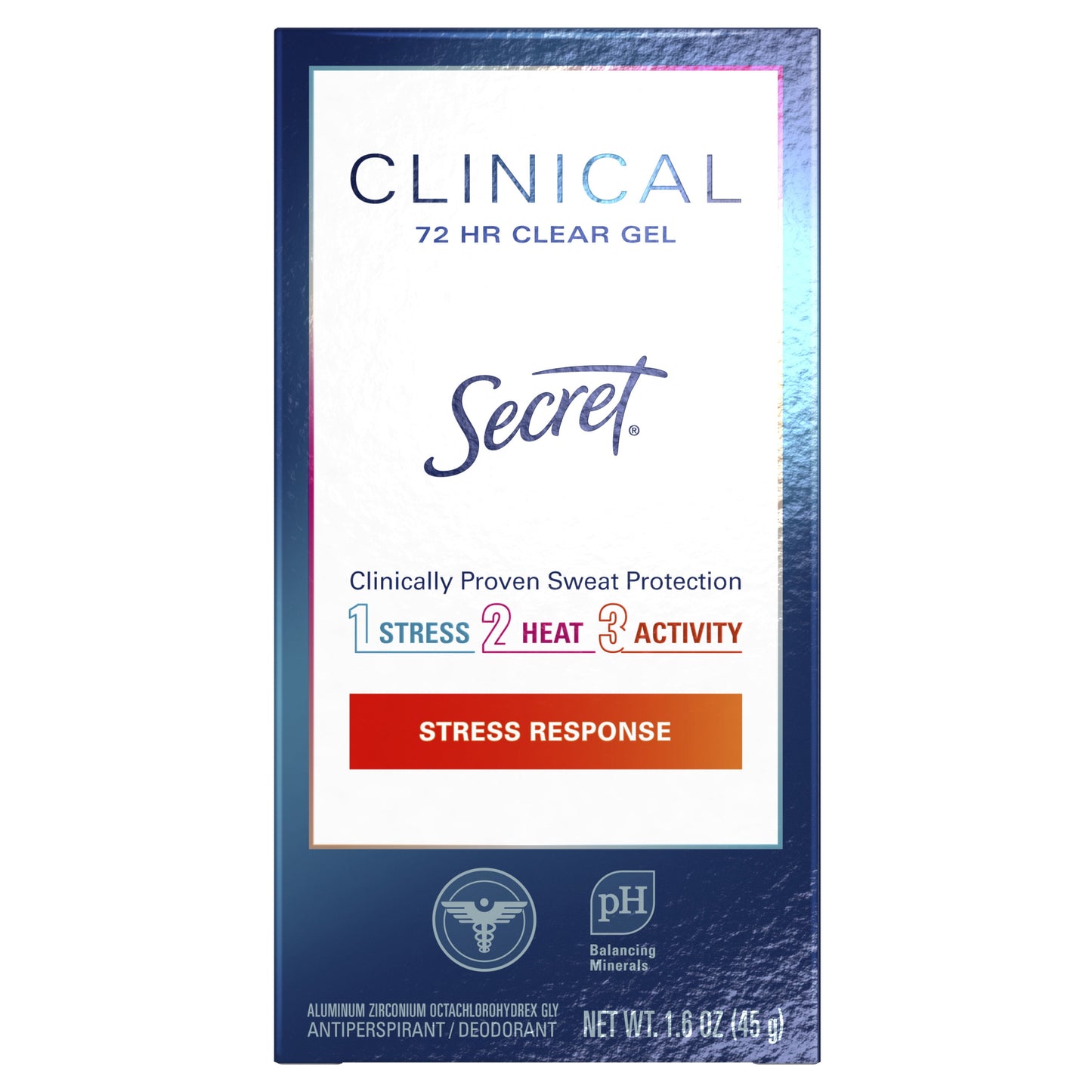 Secret Clinical Strength Clear Gel Antiperspirant and Deodorant, Stress Response, 1.6 oz