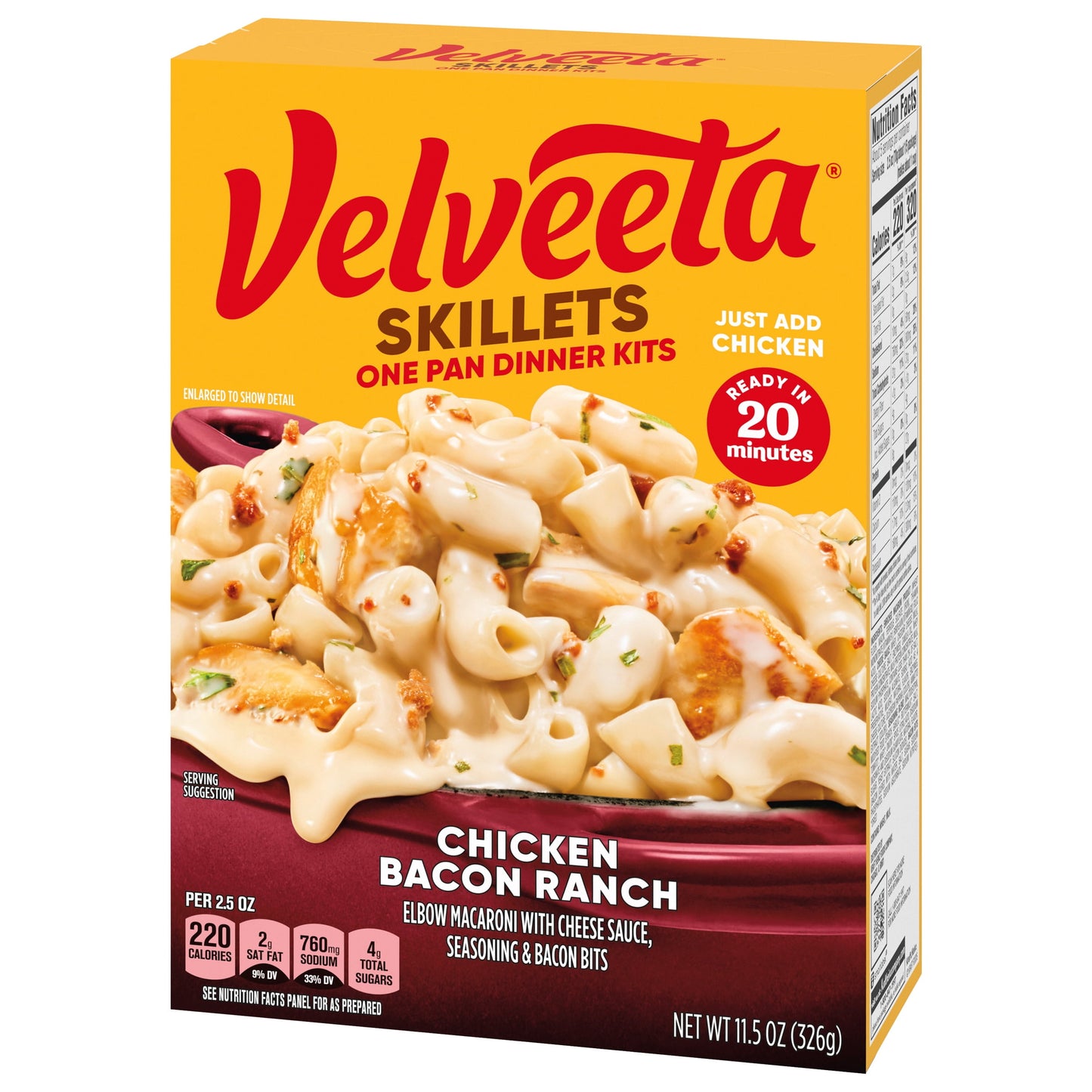 Velveeta Skillets Chicken Pasta Dinner Kit with Bacon & Ranch, 11.5 oz Box