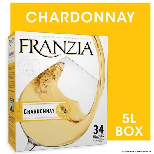Franzia Vintner Select Chardonnay White Wine, 5 L Bag In Box, ABV 12.50%