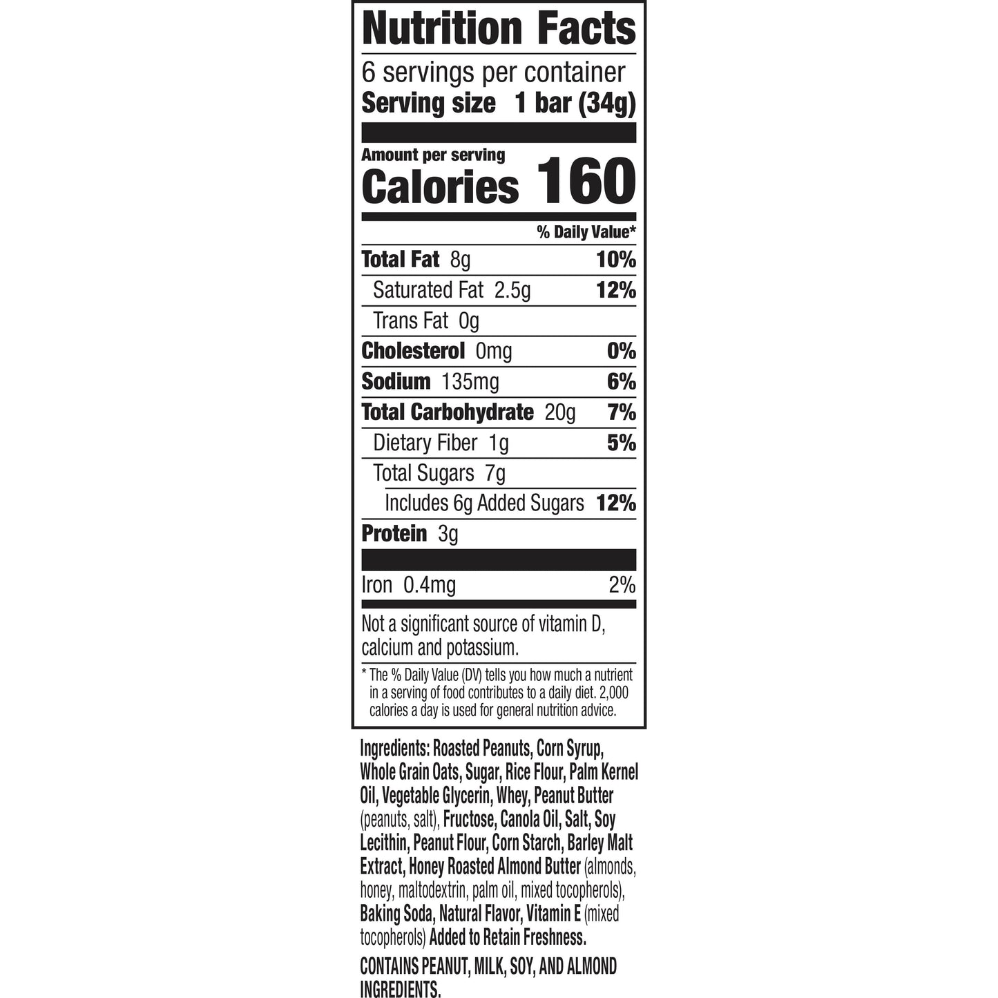 Nature Valley Granola Bars, Sweet and Salty Nut, Peanut, 6 Bars, 7.2 OZ