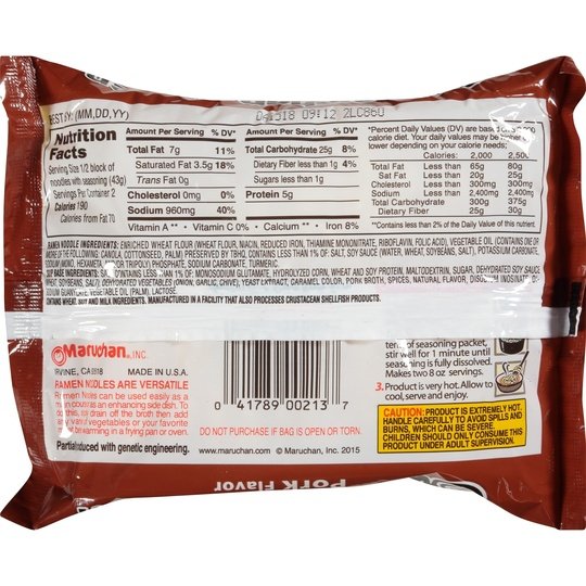 Maruchan Ramen Noodle Pork Flavor Soup, 3 oz Shelf Stable Package