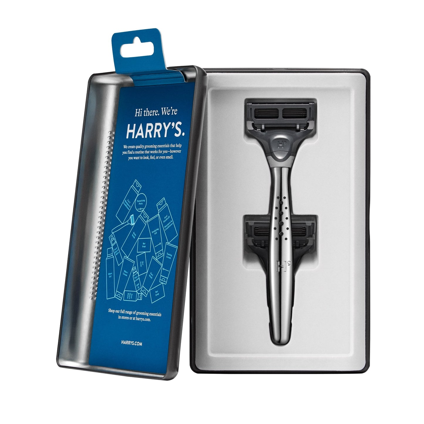 Harry's Men's Manual Craft Razor Handle and Two 5-Blade Razor Cartridges, Metallic