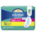 Always Ultra Thin Pads with Wings, Size 1, Regular Absorbency, 22 CT