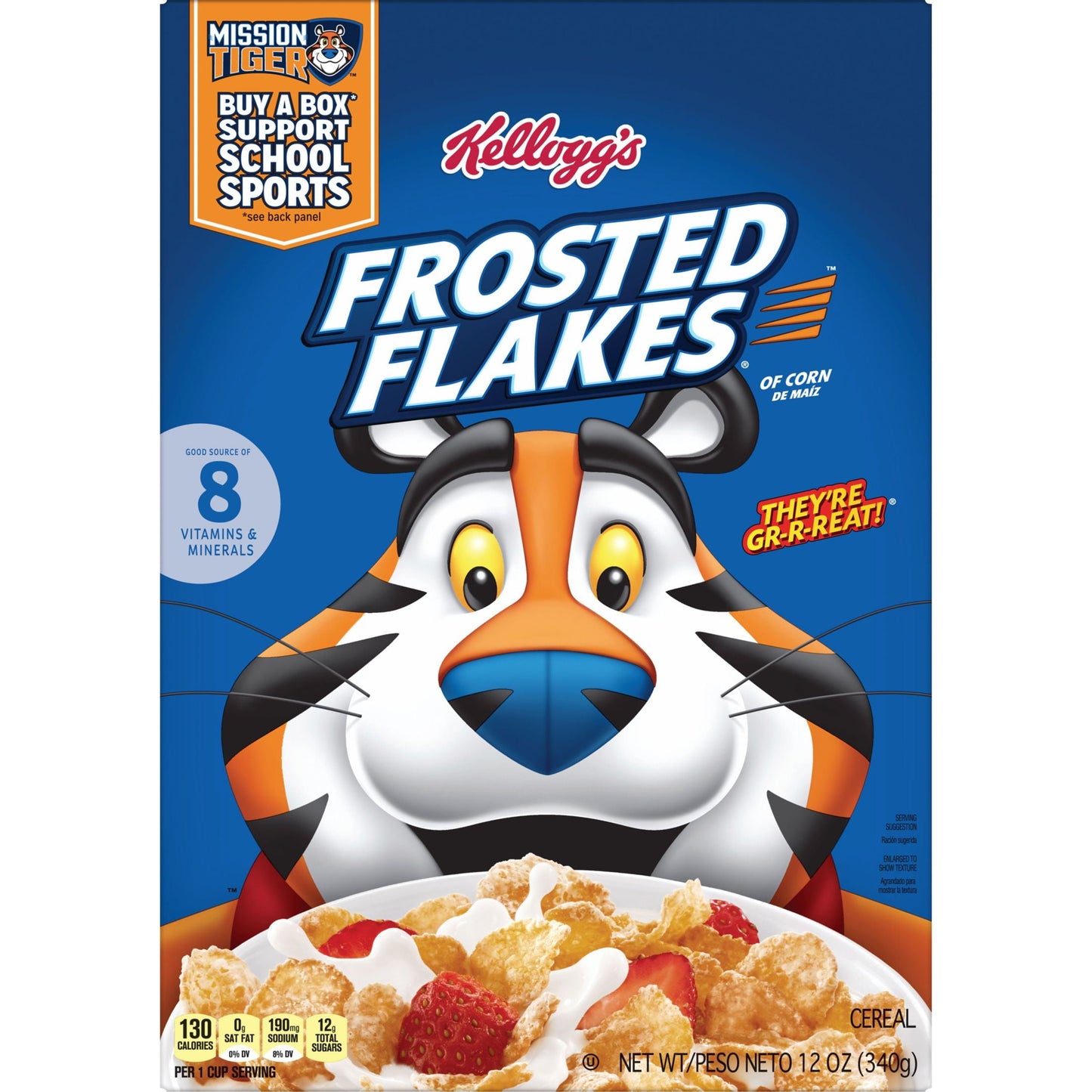 Kellogg's Frosted Flakes Original Breakfast Cereal, 12 oz Box