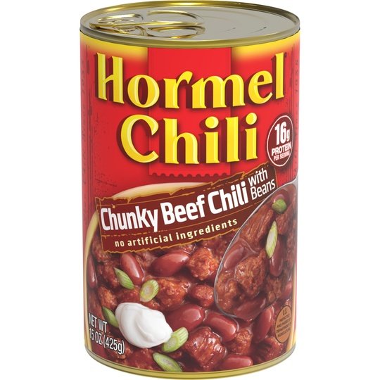 HORMEL Chili Chunky Beef Chili with Beans, No Artificial Ingredients, 15 oz Aluminum Can