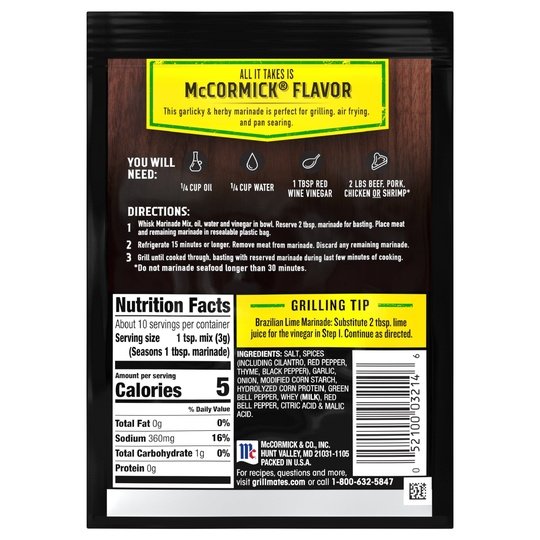 McCormick Grill Mates Marinade Mix - Brazilian Steakhouse, 1.06 oz Cooking Sauces & Marinades