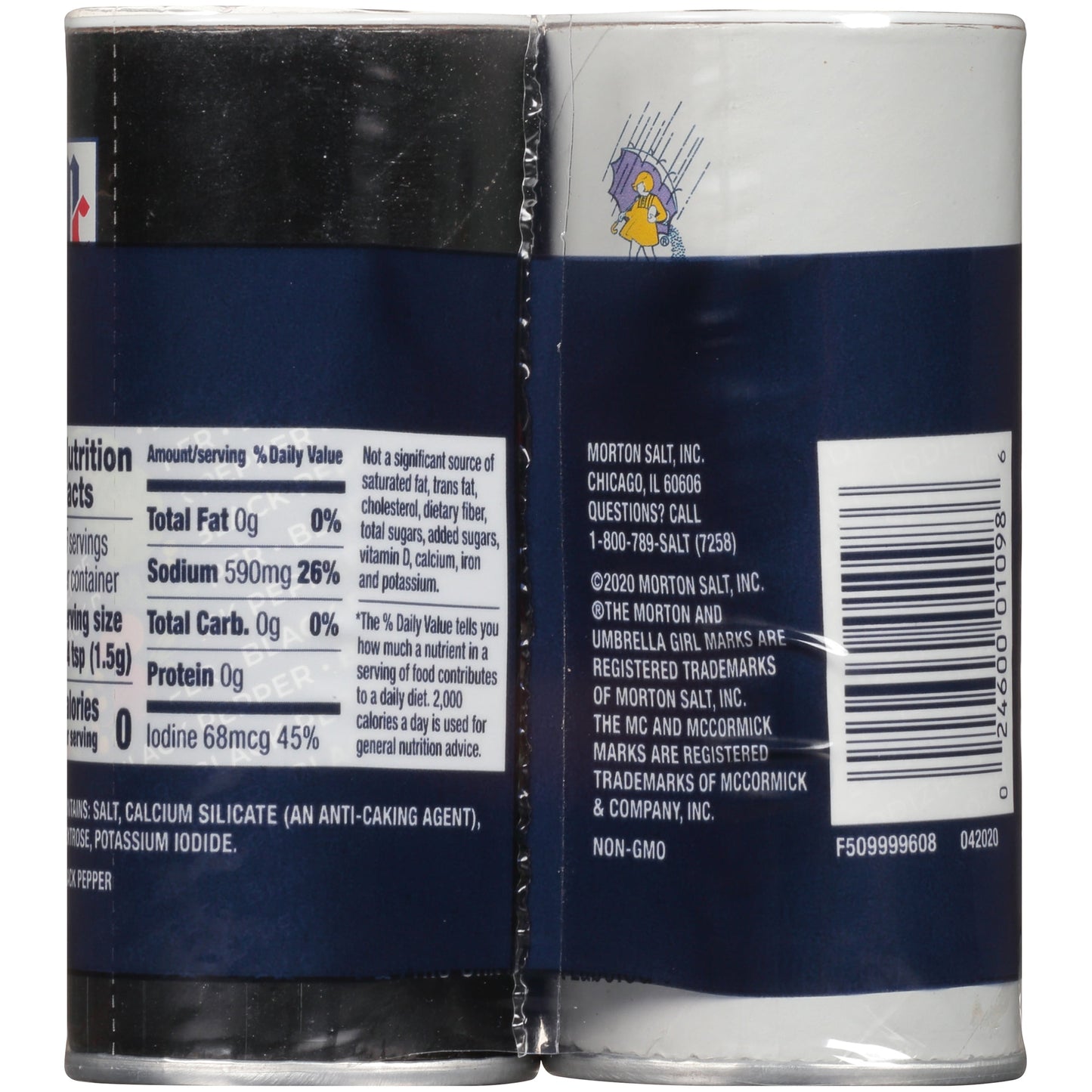 Morton Salt Iodized Salt & McCormick Black Pepper, 5.25 oz Shaker Set