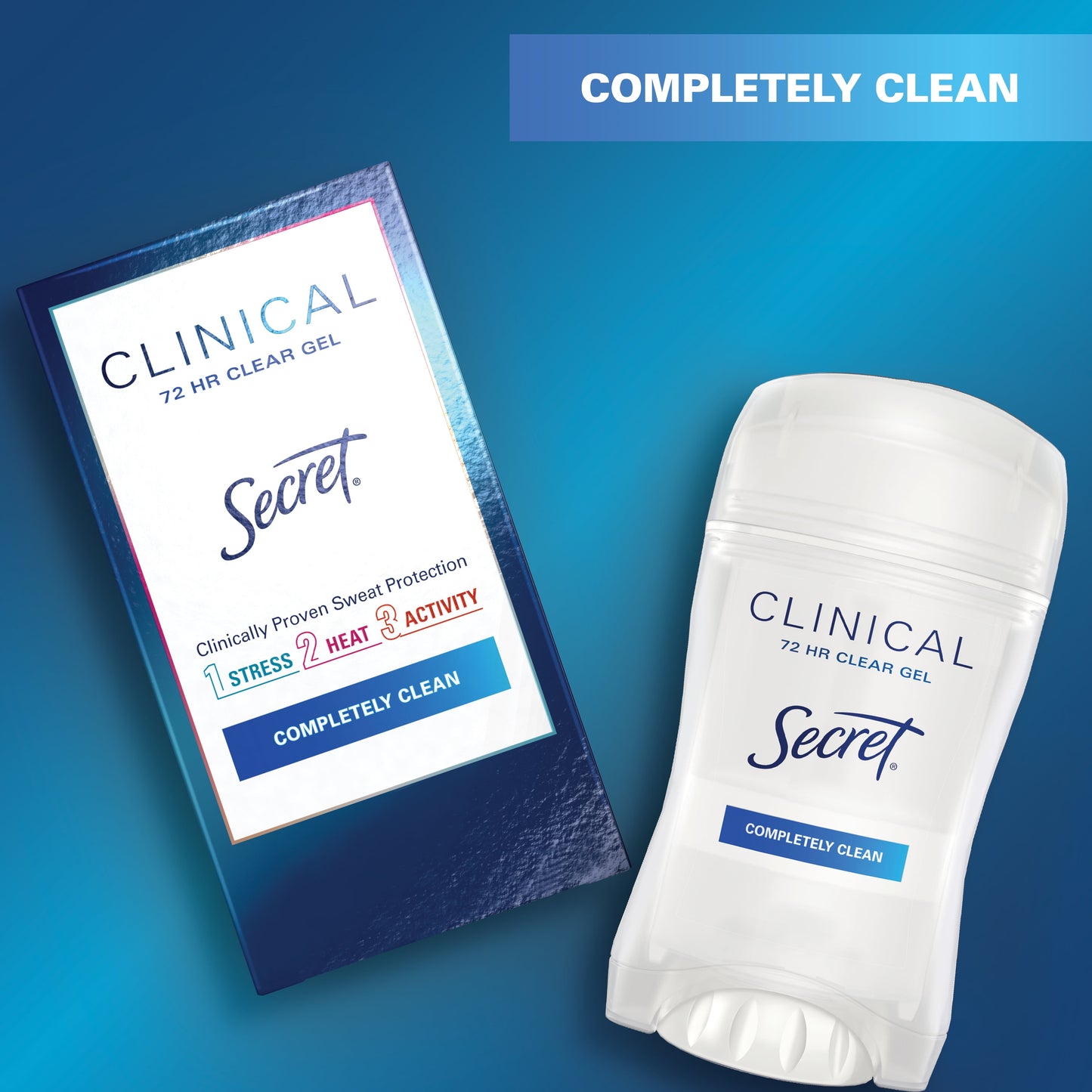 Secret Clinical Strength Clear Gel Antiperspirant and Deodorant, Completely Clean, 2.6 oz