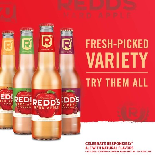 Redd's Hard Apple Fruit Beer, 6 Pack, 12 fl oz Bottles, 5% ABV